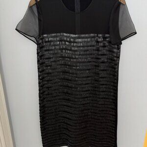 Burberry Black Cocktail Dress with a Sheer Top and Sequins On the Front